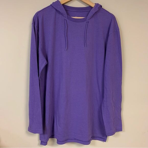 Purple Hoodie Sweatshirt Men Large Boxy Oversized Lightwewight Pullover Athletic - Picture 1 of 5